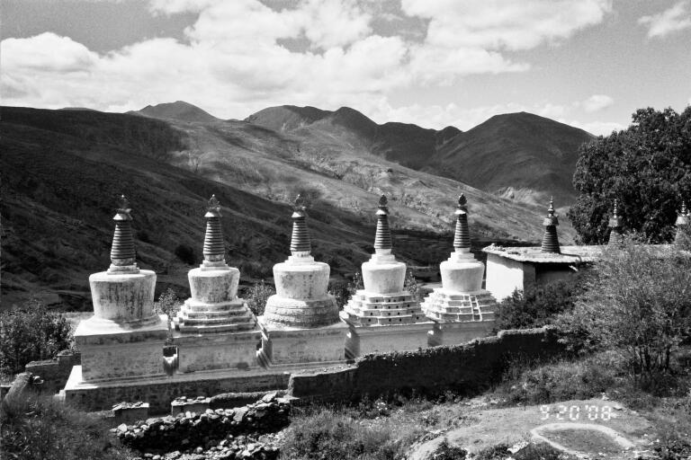 B&W-Stupas at Ngor Monastery.jpg